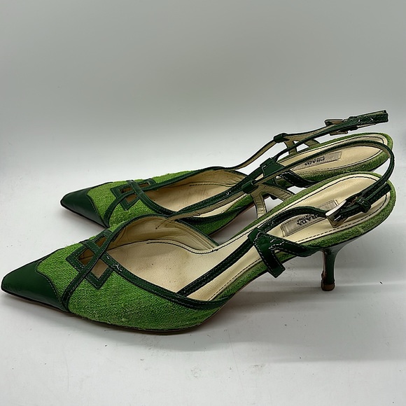 Prada Authenticated Vintage Green Pointed Toes Heels Shoes **Sz 37.5/US Sz 7.5** - Picture 5 of 14